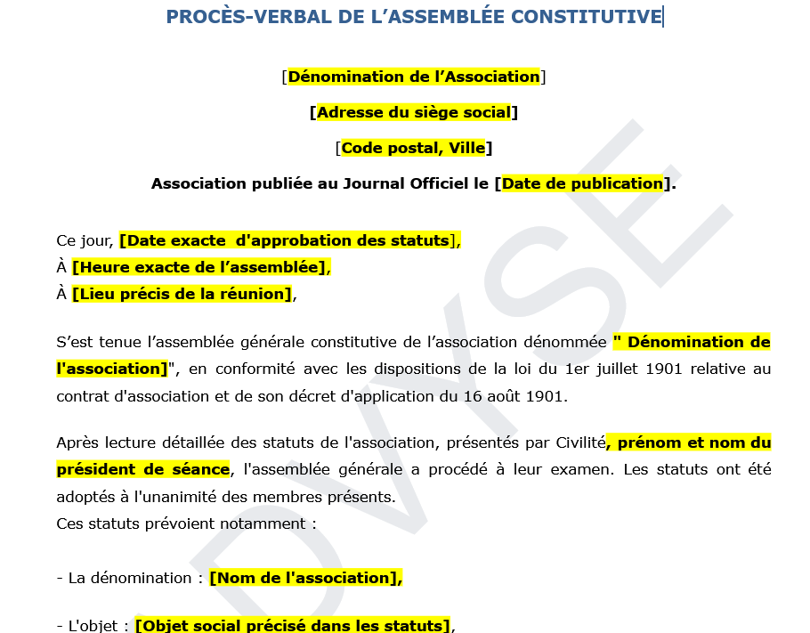 Simplifiez la création de votre association avec notre modèle de procès-verbal d’Assemblée Constitutive. Un outil conforme, prêt à l’emploi.